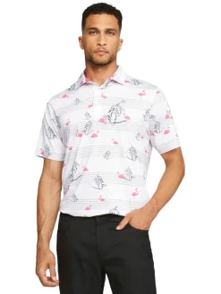 Puma X Palm Tree Crew Print Polo - White Glow/Charming Pink