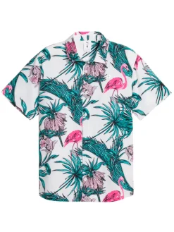 Puma X Palm Tree Crew Print Button Down Polo - White Glow/Charming Pink