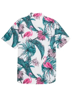 Puma X Palm Tree Crew Print Button Down Polo - White Glow/Charming Pink