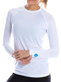 Sparms Women'S Body Round Neck Sun Protection - White