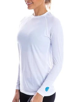Sparms Women'S Body Round Neck Sun Protection - White