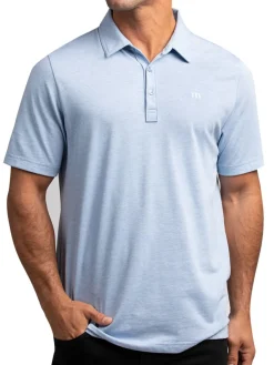 Travis Mathew The Zinna Polo - Heather Light Blue