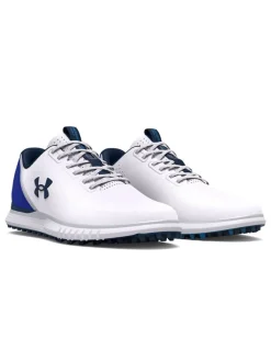 Under Armour Charged Medal Spikeless Wide (E) Golf Shoes - White/Academy