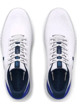 Under Armour Charged Medal Spikeless Wide (E) Golf Shoes - White/Academy