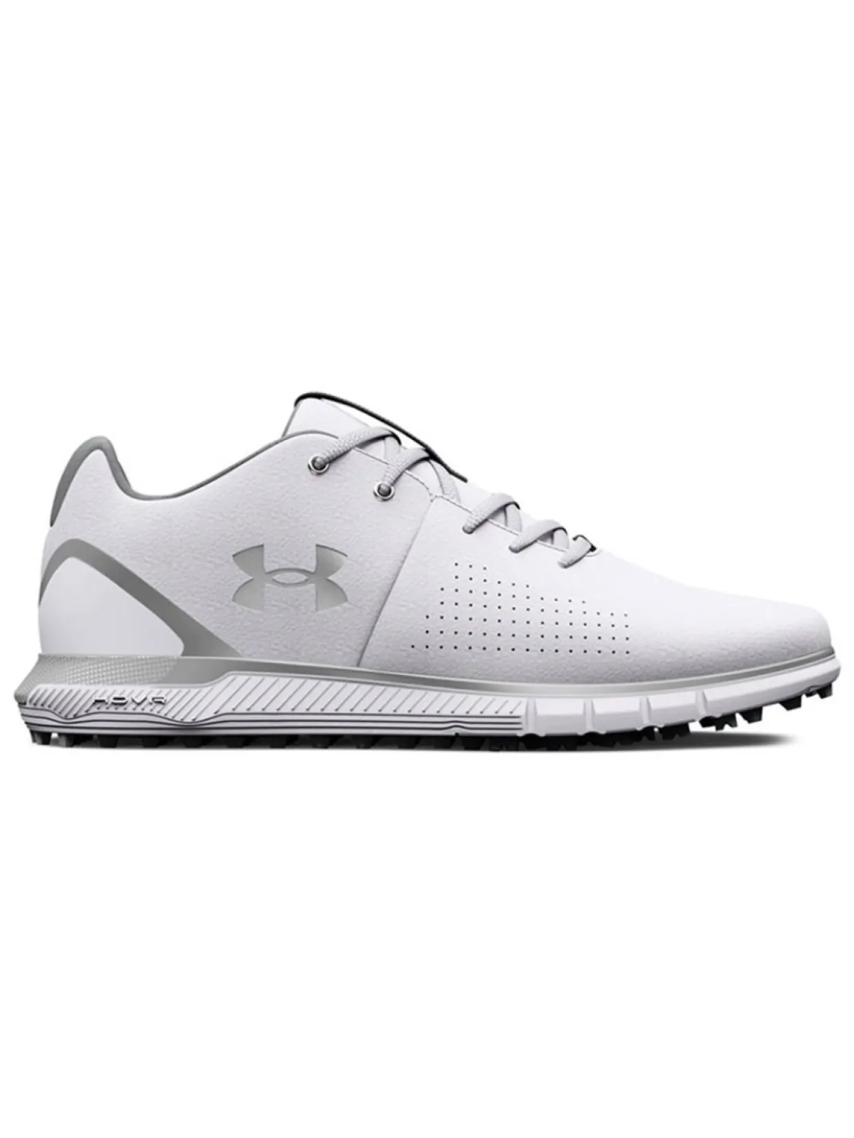 Under Armour Hovr Fade 2 Spikeless Wide (2E) Golf Shoes - White/Metallic Silver