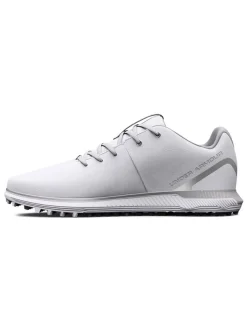Under Armour Hovr Fade 2 Spikeless Wide (2E) Golf Shoes - White/Metallic Silver