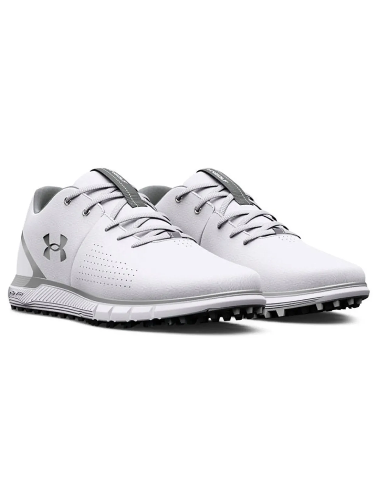 Under Armour Hovr Fade 2 Spikeless Wide (2E) Golf Shoes - White/Metallic Silver