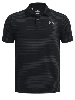 Under Armour Jr Boys Performance Stripe Polo - Black/Grey