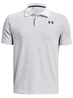 Under Armour Jr Boys Performance Stripe Polo - White/Black