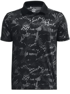 Under Armour Jr Boys Performance Print Polo - Black
