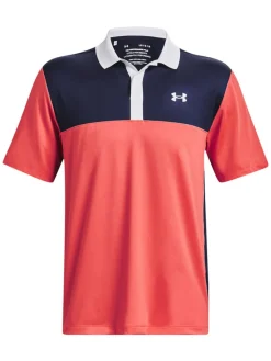 Under Armour Performance 3.0 Colourblock Polo - Venom Red/Midnight Navy