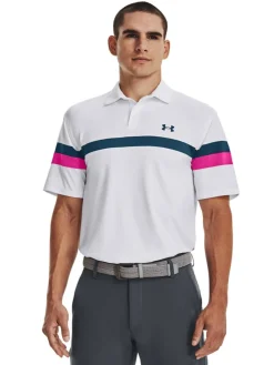 Under Armour T2G Blocked Polo - White/Rebel Pink/Static