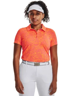 Under Armour Women'S Playoff Printed Polo - Pink Shock/Orange Blast