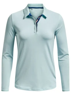 Under Armour Women'S Zinger Microstripe Ls Polo - Fuse Teal/White