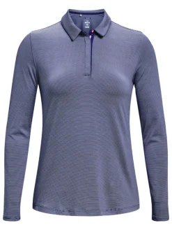 Under Armour Women'S Zinger Microstripe Ls Polo - Bauhaus Blue/White