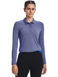 Under Armour Women'S Zinger Microstripe Ls Polo - Bauhaus Blue/White