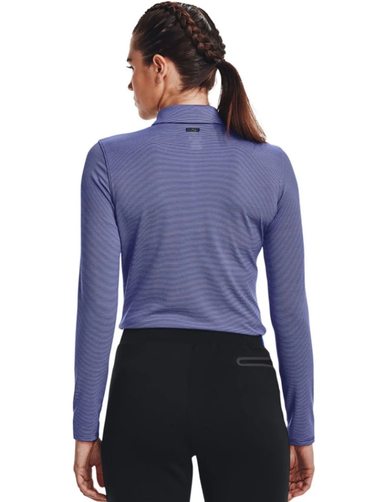 Under Armour Women'S Zinger Microstripe Ls Polo - Bauhaus Blue/White