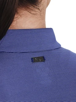 Under Armour Women'S Zinger Microstripe Ls Polo - Bauhaus Blue/White